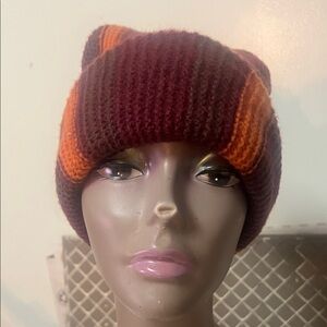 MARCUS‎ ADLER NEWYORK Stylish Burgundy and Orange Knit Beanie